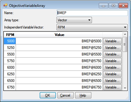 ObjectiveVariableArray Vector Dialog Graphic