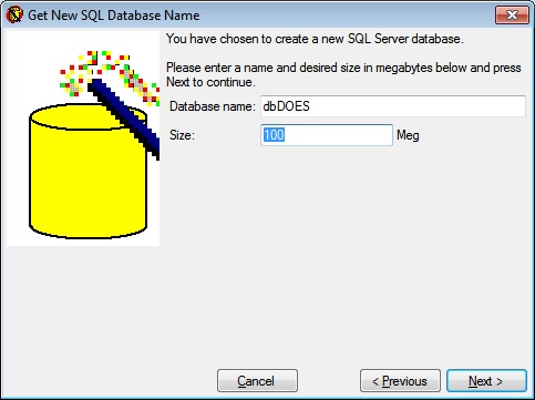 DbWizard Database Name and Size Graphic