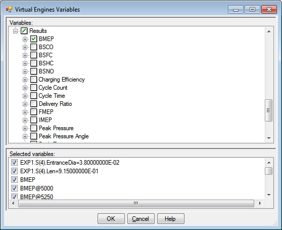 Selected VE Variables Graphic